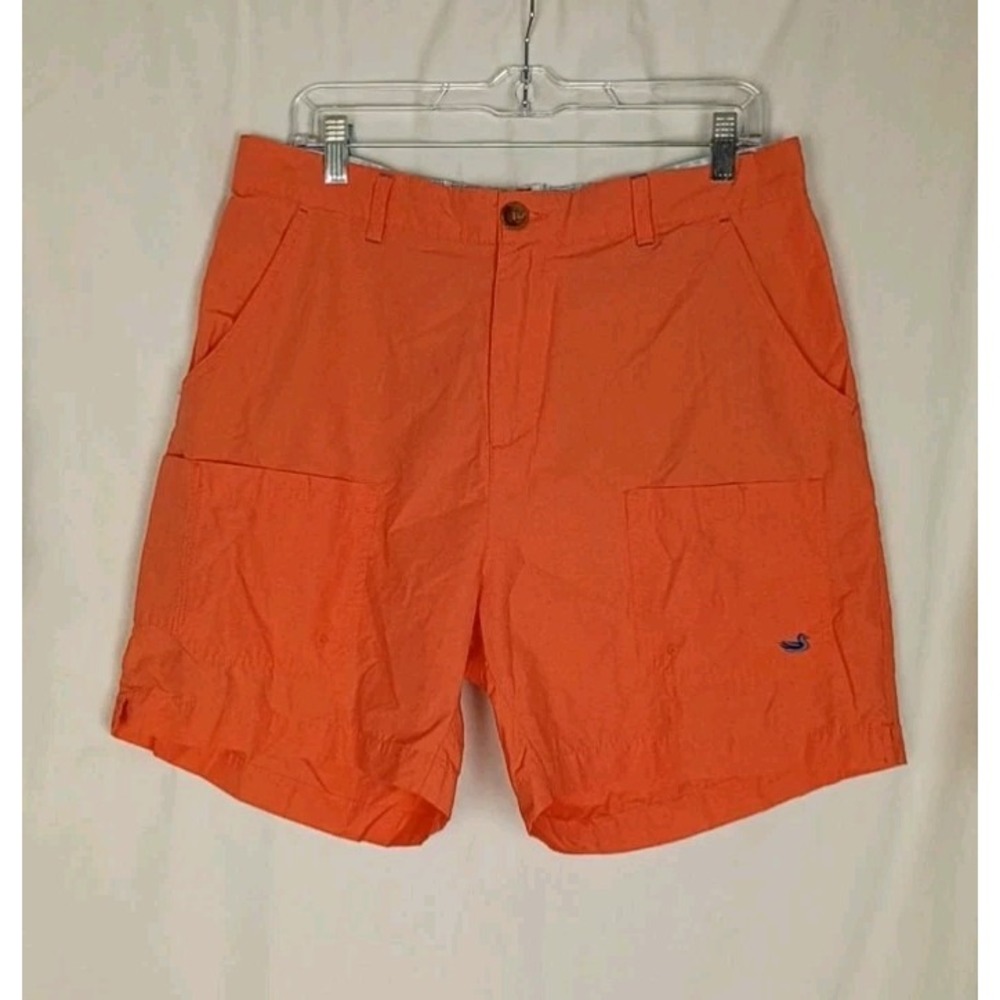 SOUTHERN MARSH Shorts Mens Size M Orange  Cargo Pockets Fishing Button Zip